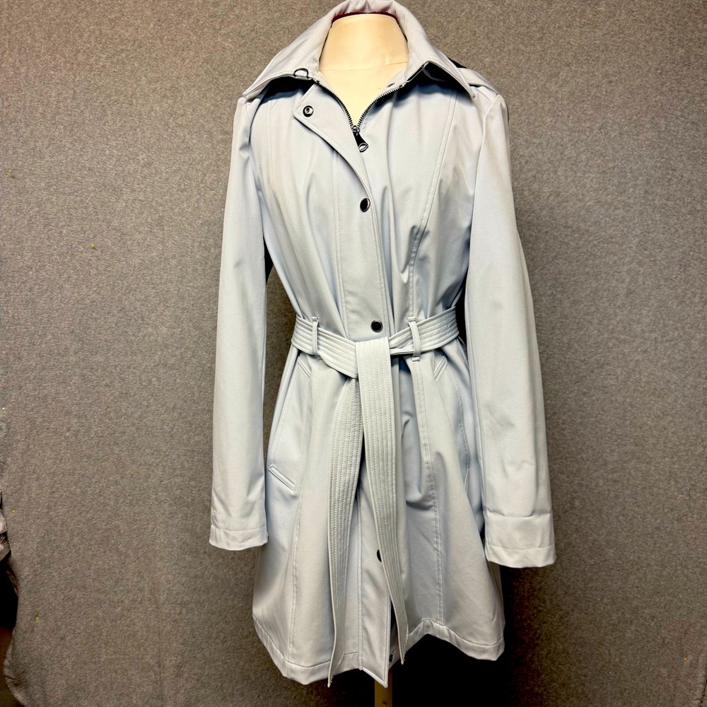 Marc New York Women's Soft Shell Trench Coat W/ Mesh, Hood, Size M, MSPR $200